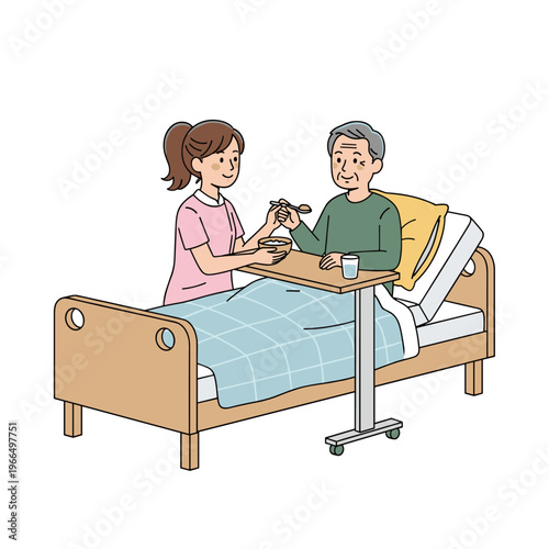 Conceptual vector illustrations of nursing work scenarios.