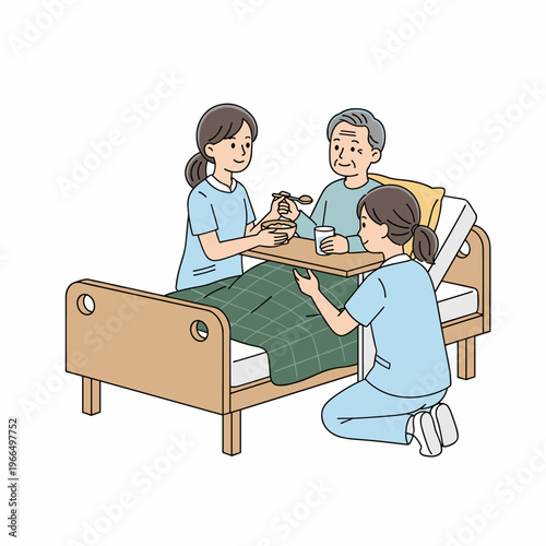 Conceptual vector illustrations of nursing work scenarios.