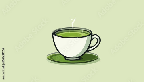 glass of fresh green smoothie and matcha tea