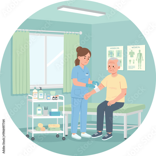 Conceptual vector illustrations of nursing work scenarios.