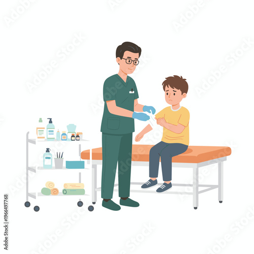 Conceptual vector illustrations of nursing work scenarios.