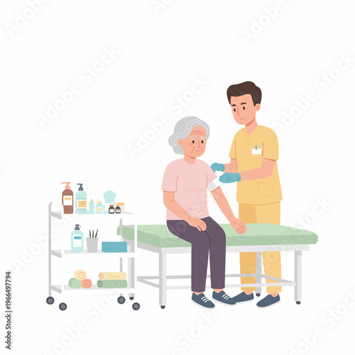 Conceptual vector illustrations of nursing work scenarios.