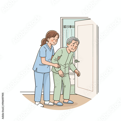 Conceptual vector illustrations of nursing work scenarios.