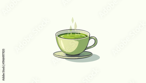 glass of fresh green smoothie and matcha tea