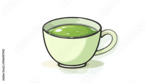 glass of fresh green smoothie and matcha tea