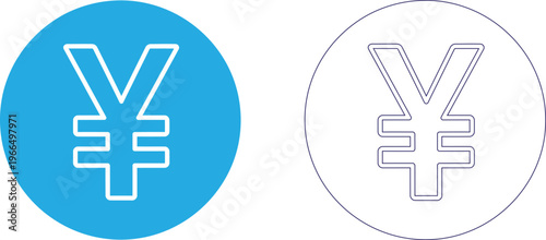 Japanese yen symbol representation color and outline versions