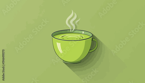 glass of fresh green smoothie and matcha tea