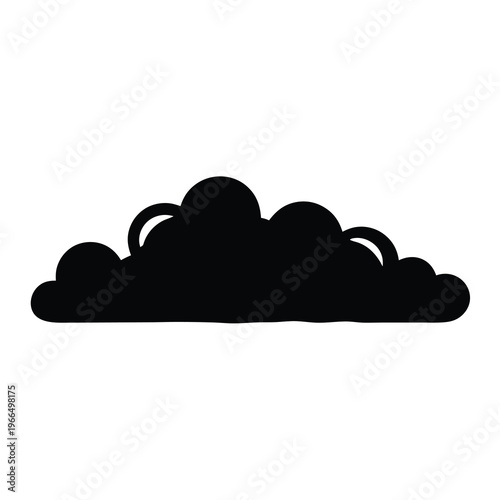 Black and White Simple Illustration of a Cumulus Cloud Silhouette Shape