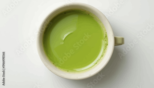 glass of fresh green smoothie and matcha tea