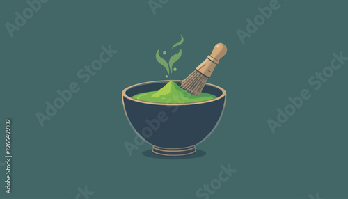 glass of fresh green smoothie and matcha tea