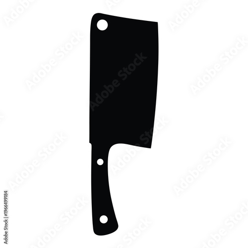 Silhouette of a Black Meat Cleaver Knife with a Hole at Top