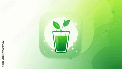 glass of fresh green smoothie and matcha tea