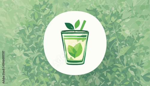 glass of fresh green smoothie and matcha tea