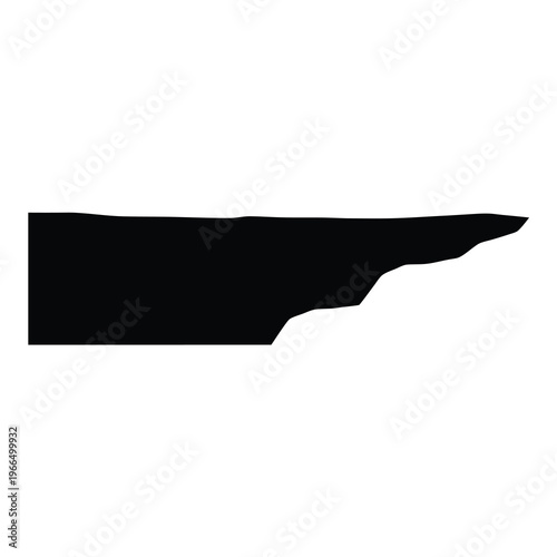 Abstract black silhouette of landform or geographical region on white background
