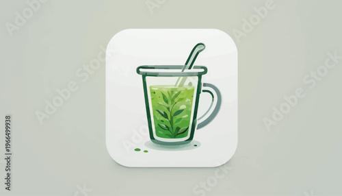 glass of fresh green smoothie and matcha tea