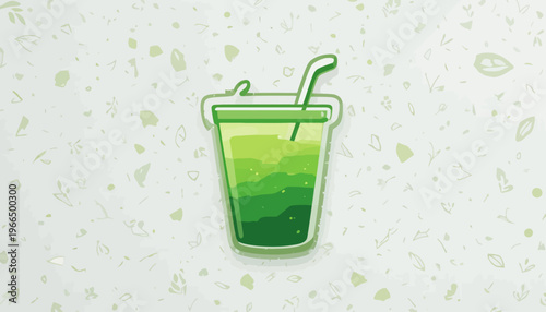 glass of fresh green smoothie and matcha tea