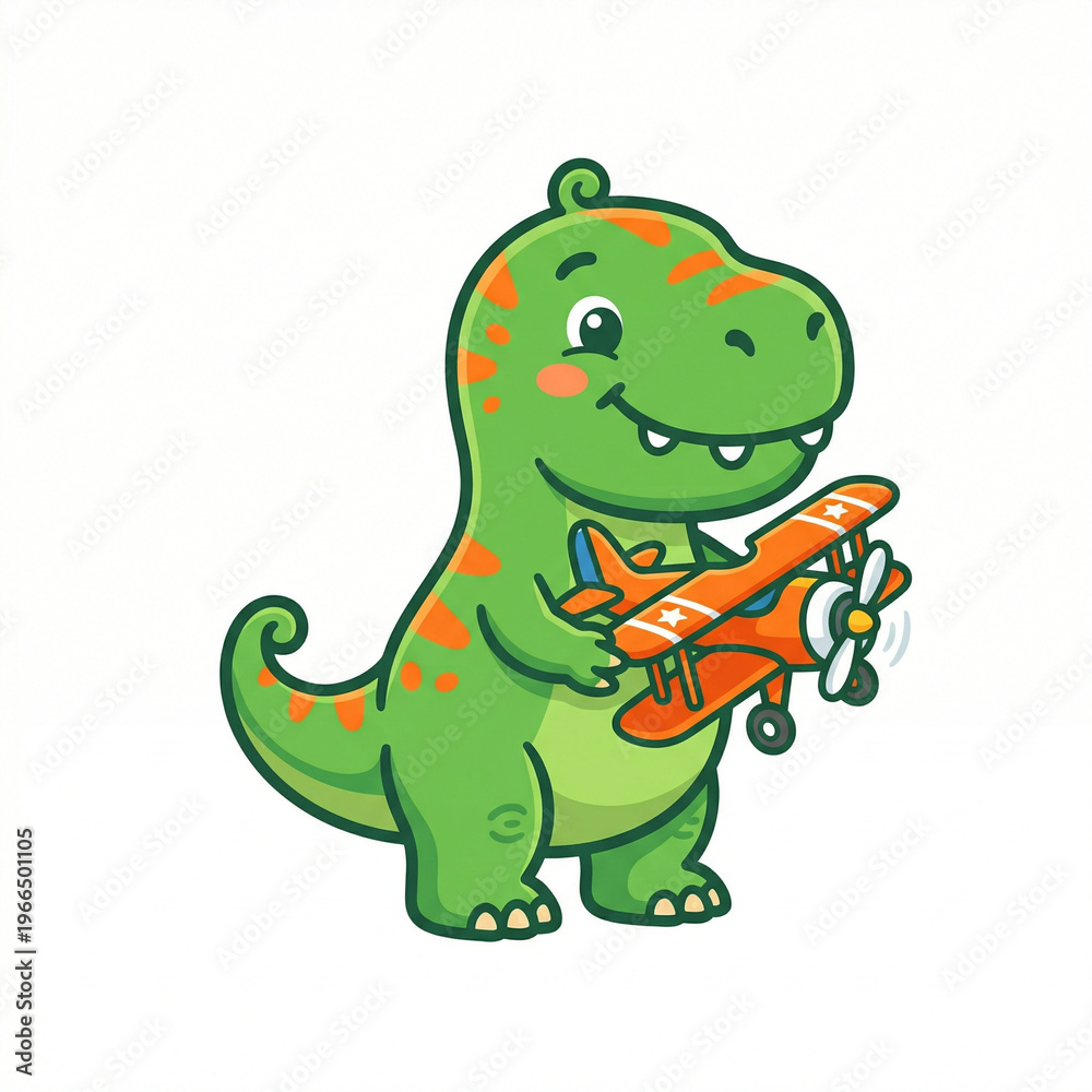 Fototapeta premium Cute Baby T-Rex Toy Mascot Logo
