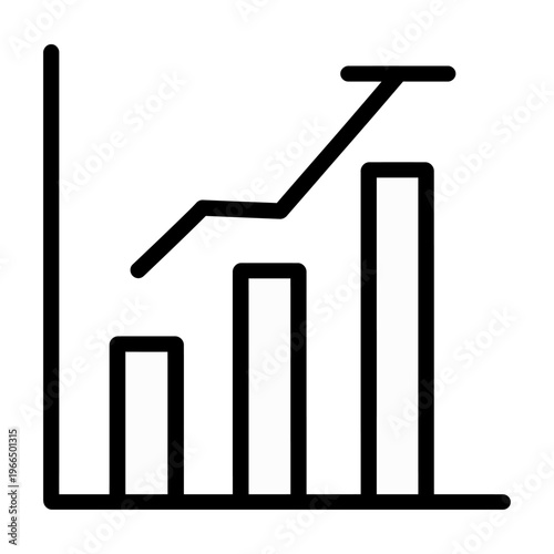 Vector icon of a bar graph showing growth and upward trend in data