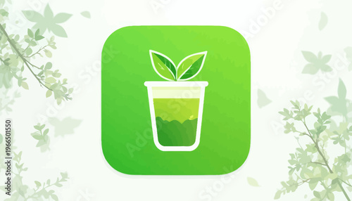 glass of fresh green smoothie and matcha tea