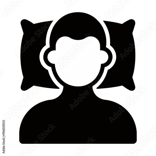 Vector of a person resting between two pillows for comfort