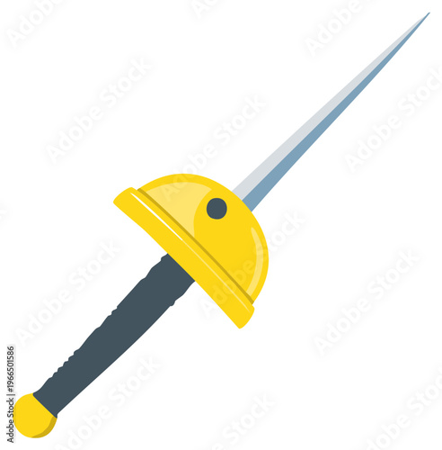 Elegant Golden Hilted Fencing Rapier with a Silver Blade Historical Weapon Illustration for Adventure and Combat
