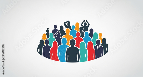 Diverse Crowd Silhouette - A Colorful Representation of Community and Unity.