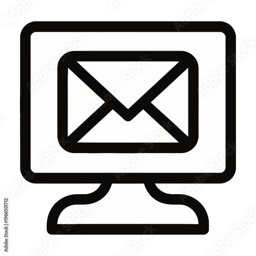 Vector icon of a computer screen displaying an envelope