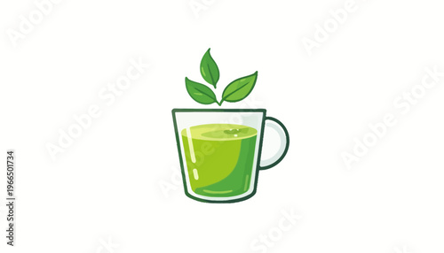 glass of fresh green smoothie and matcha tea