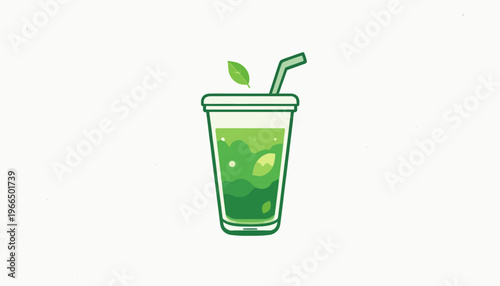 glass of fresh green smoothie and matcha tea