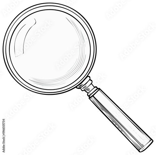 Magnifying Glass Hand Drawn Vector Illustration Search Research Exploration Tool Icon