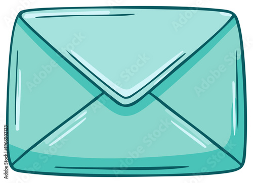 Turquoise envelope illustration with a simple folded flap and stylized shading