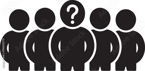 Unidentified individual within a group of people facing a question of identity