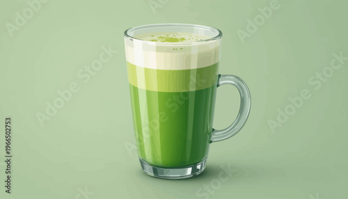 glass of fresh green smoothie and matcha tea