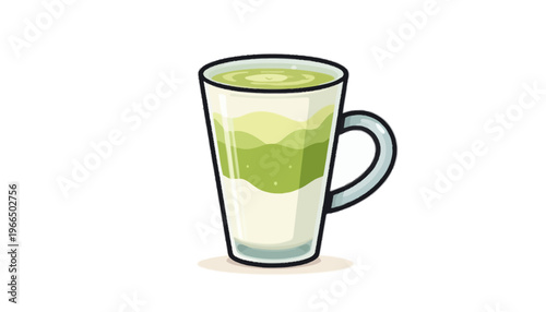 glass of fresh green smoothie and matcha tea