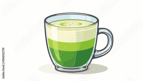 glass of fresh green smoothie and matcha tea