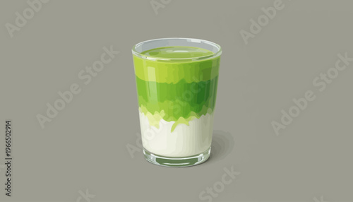 glass of fresh green smoothie and matcha tea