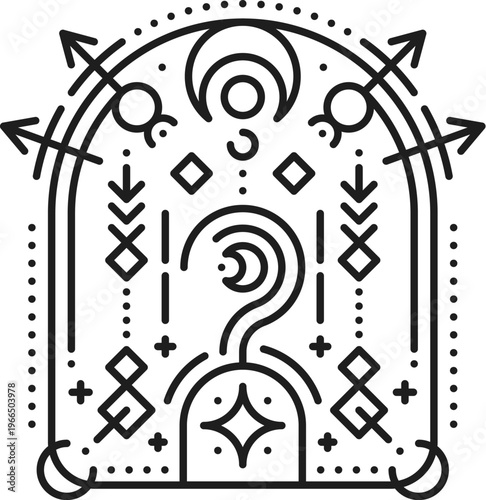 Pirate hand hook esoteric line symbol. Filibuster sailing sacred lineart vector sign, corsair nautical linear symbol. Pirate marine esoteric outline tattoo or tarot print with pirate hook