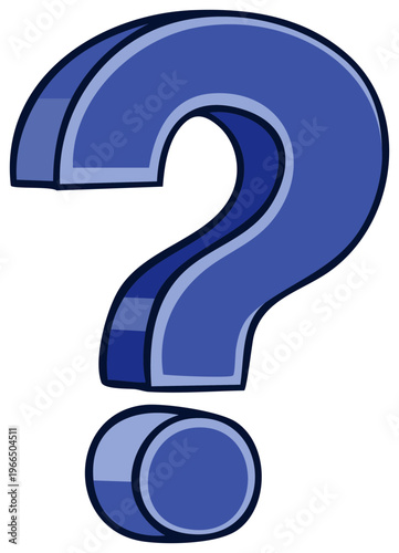 Bold Blue 3D Question Mark Symbol for Inquiry and Uncertainty
