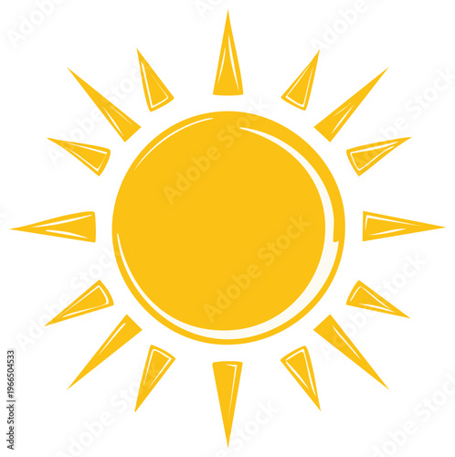 Stylized yellow sun illustration with rays in a hand drawn sketch style