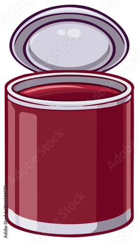 Maroon Paint Can with Open Lid Container of Interior Wall Color Design