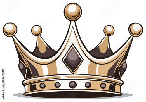 Royal golden crown adorned with gemstones and pearls signifying monarchy and power