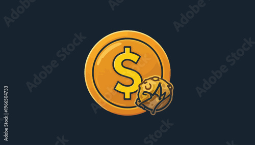 vector illustration of a dollar coin