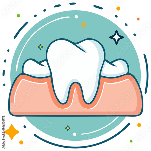 Healthy white tooth and gum illustration for dental care and oral hygiene
