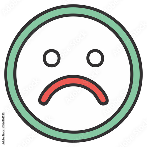 Stylized Sad Face Icon Illustration: Depicting Sorrow, Disappointment, and Negative Emotion