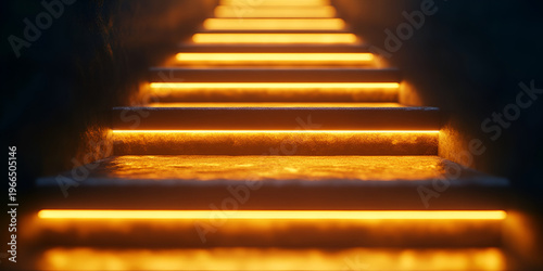 Corporate Ambition Concept with Glowing Ladder Steps Symbolizing Career Growth and Professional Success