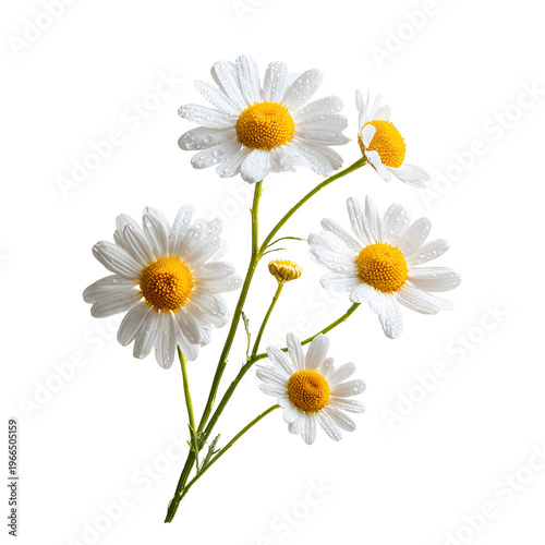 Botanical Still Life Chamomile Flowers on Transparent Background for Professional Designs
