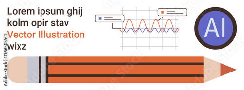 Education, creativity, data analysis, artificial intelligence, design tools, graphs. A graph, pencil and AI symbol reflect a balance of creativity and data use. Education and creativity
