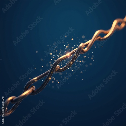 Abstract 3D Golden Network Connections On Blue Background
