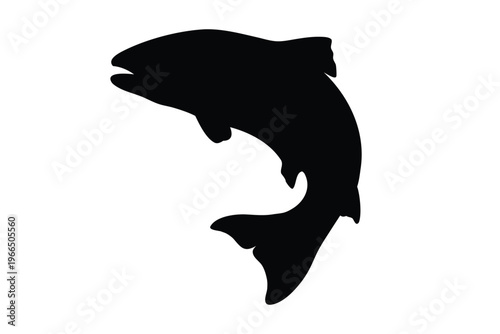 salmon trout silhouette vector, salmon silhouette, freshwater fish vector, fish tattoo