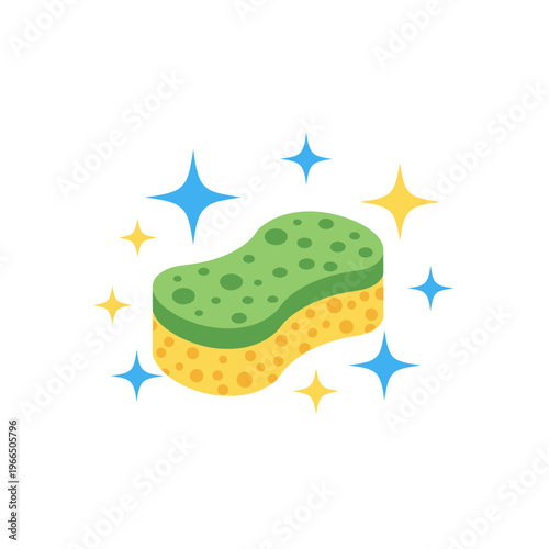 Green and Yellow Sponge with Sparkling Stars Icon